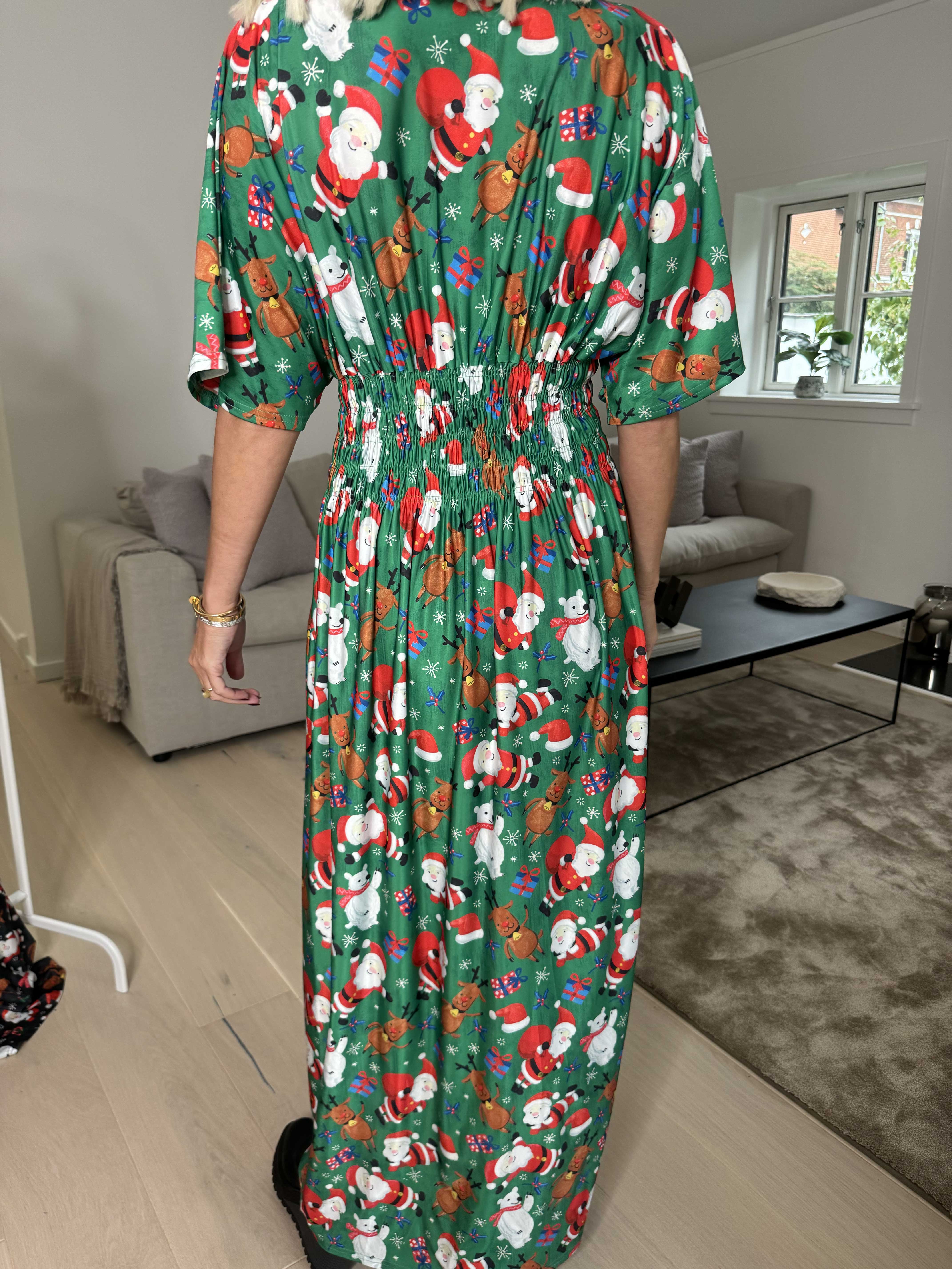 Pams Christmas - Lång klänning med resår och julmotiv